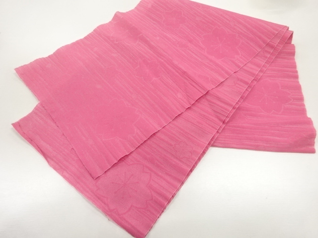 JAPANESE KIMONO / CHERRY BLOSSOM PATTERN WOVEN HEKO OBI FOR YUKATA